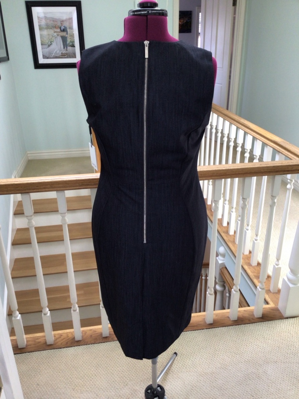 NWT Calvin Klein Elegant Dark Navy Exposed Back Zip Dress
